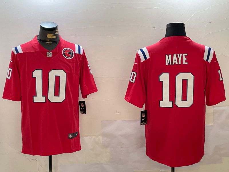 Men New England Patriots #10 Maye Red Second generation 2024 Nike Limited NFL Jersey style 2